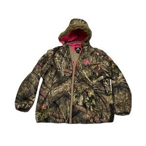 Mossy Oak Women’s 2XL Camo Insulated Jacket Zip-Off Faux-Fur Hood, Pink Lining